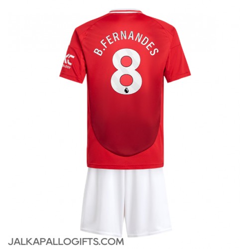 Manchester United Bruno Fernandes #8 Koti Peliasu Lasten 2024-25 Lyhythihainen (+ Lyhyet housut)